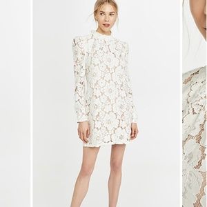 WAYF Emma Puff Sleeve Lace Dress size S Ivory